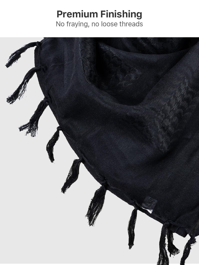 FREE SOLDIER Scarf Military Shemagh Tactical Desert Keffiyeh Head Neck Scarf Arab Wrap with Tassel for Men Women (Black) - Image 3